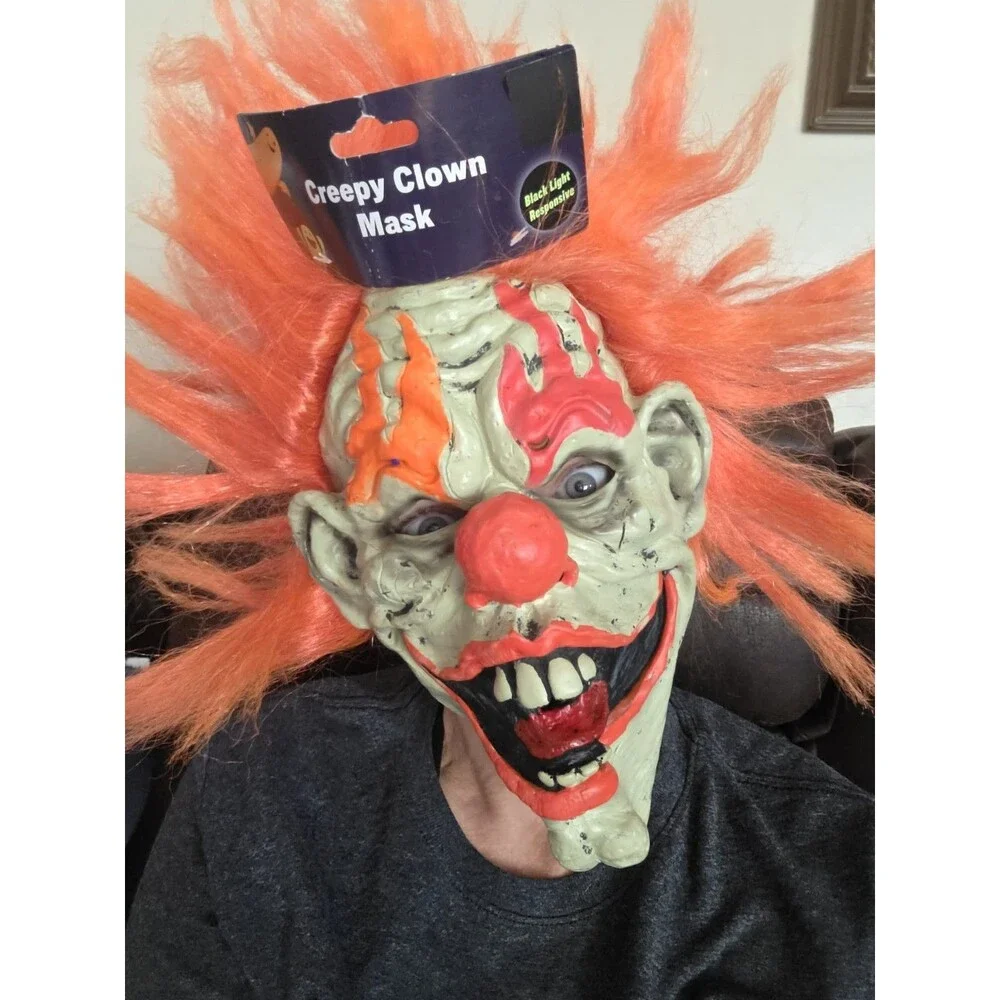 Scary Halloween Mask for adults - Killer Clown Halloween Flame Clown NWT NEW